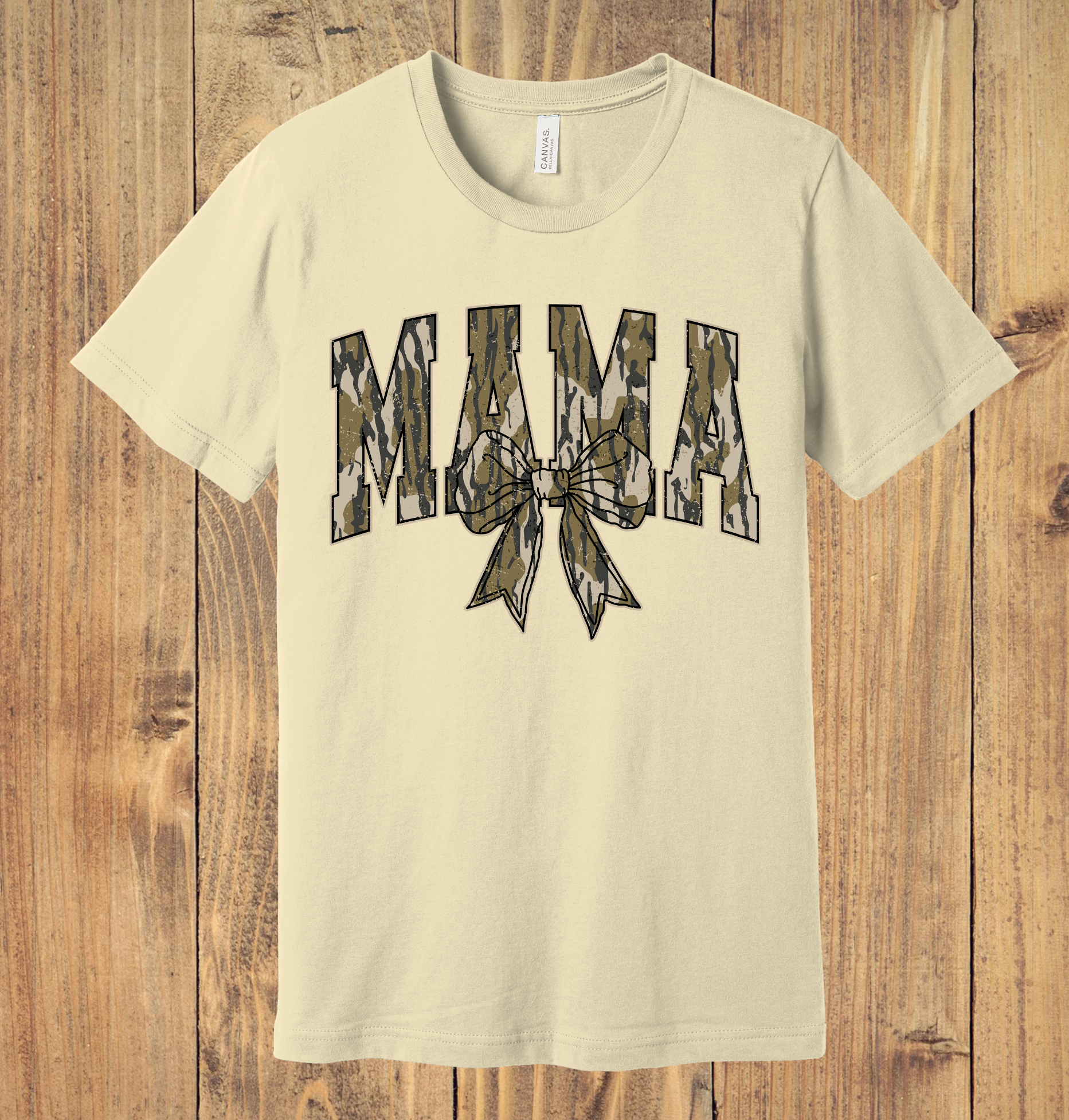 51 - Camo Mama with bow T-shirt