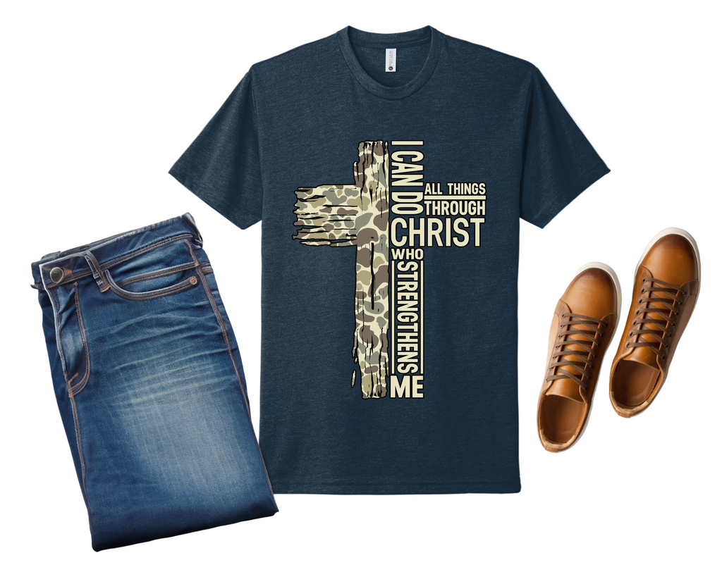43 - I Can Do All Things Through Christ Who Strengthens Me  - Christian Cross T-Shirt