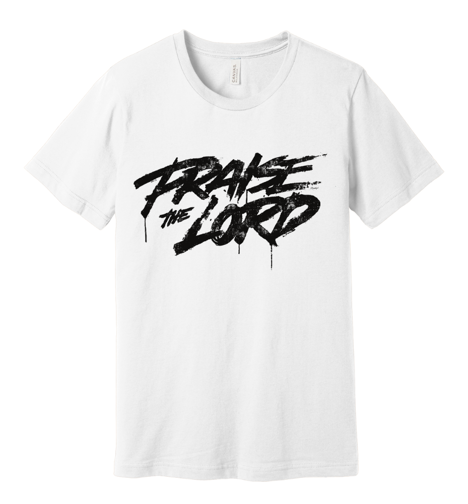 13 - Praise the Lord BLACK letters Christian T-shirt