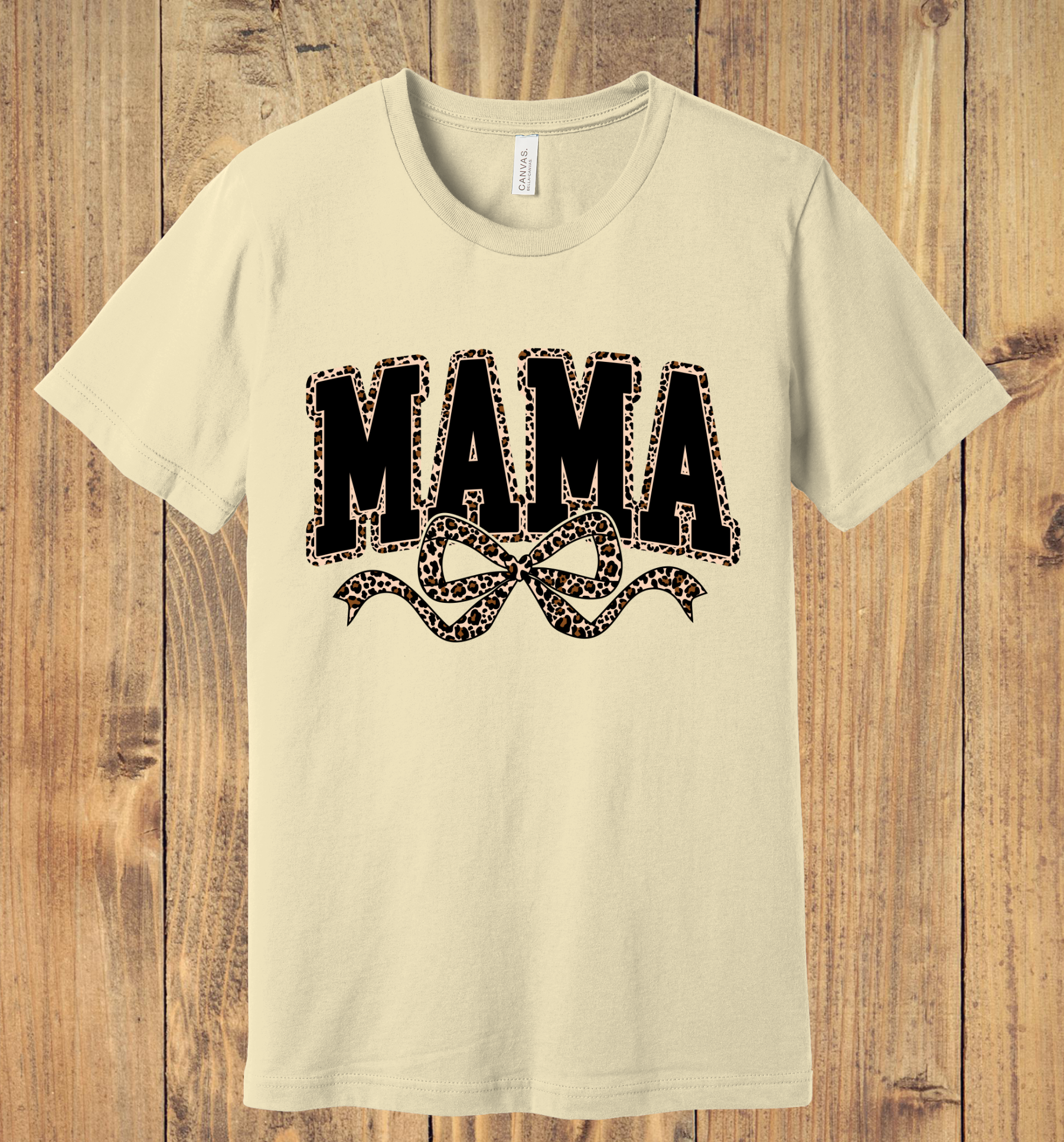 52 -  Mama Leopard Print Tee with Bow