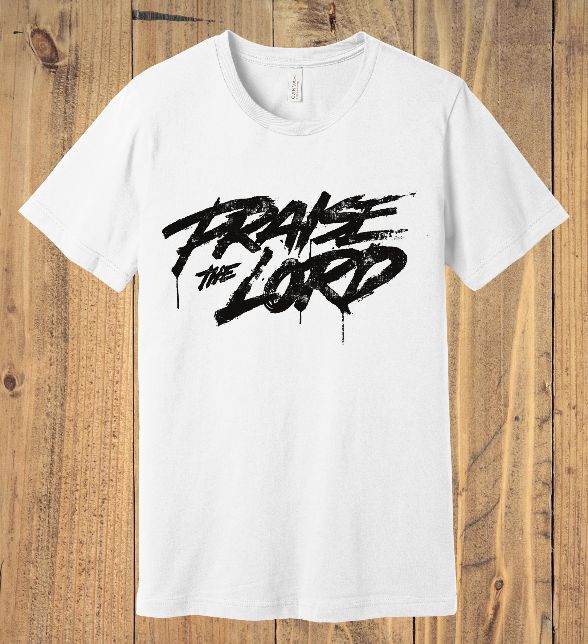 13 - Praise the Lord BLACK letters Christian T-shirt