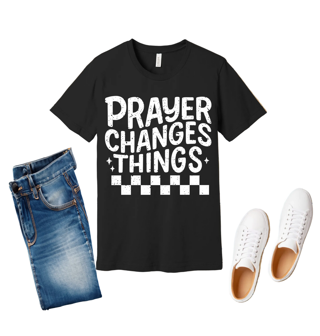 44 - Prayer Changes Things (White) Christian T-Shirt